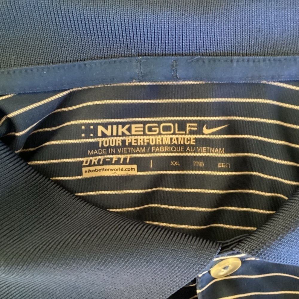 Nike Golf Tour Performance Men’s Blue And White Striped Polo. Size XXL - Picture 5 of 7